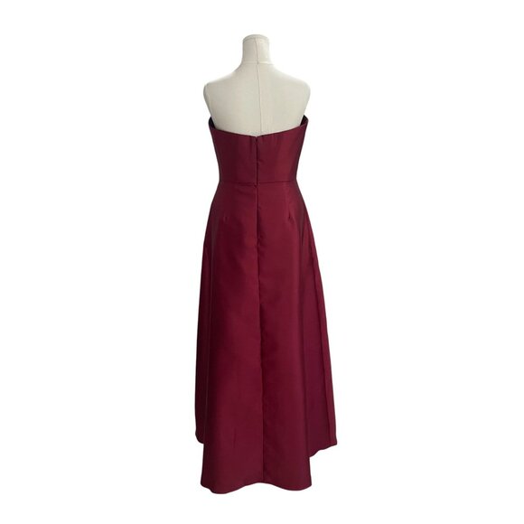 Alfred Sung Burgundy Strapless Satin Dress Size 14 Formal Gown Wedding NWT - Picture 8 of 10